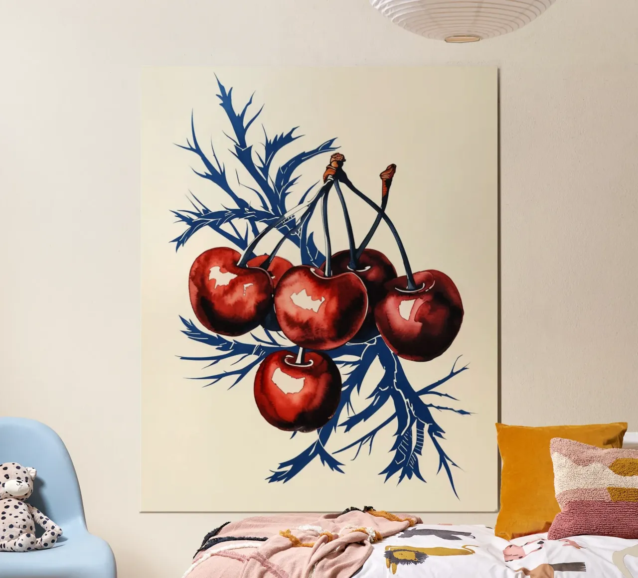 Karminrote Kirschen auf mitternächtlichen Zweigen Hahnemühle von Artistic-shop