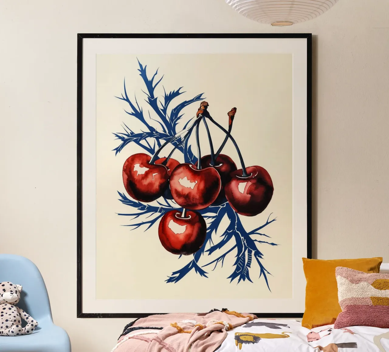 Karminrote Kirschen auf mitternächtlichen Zweigen Hahnemühle von Artistic-shop