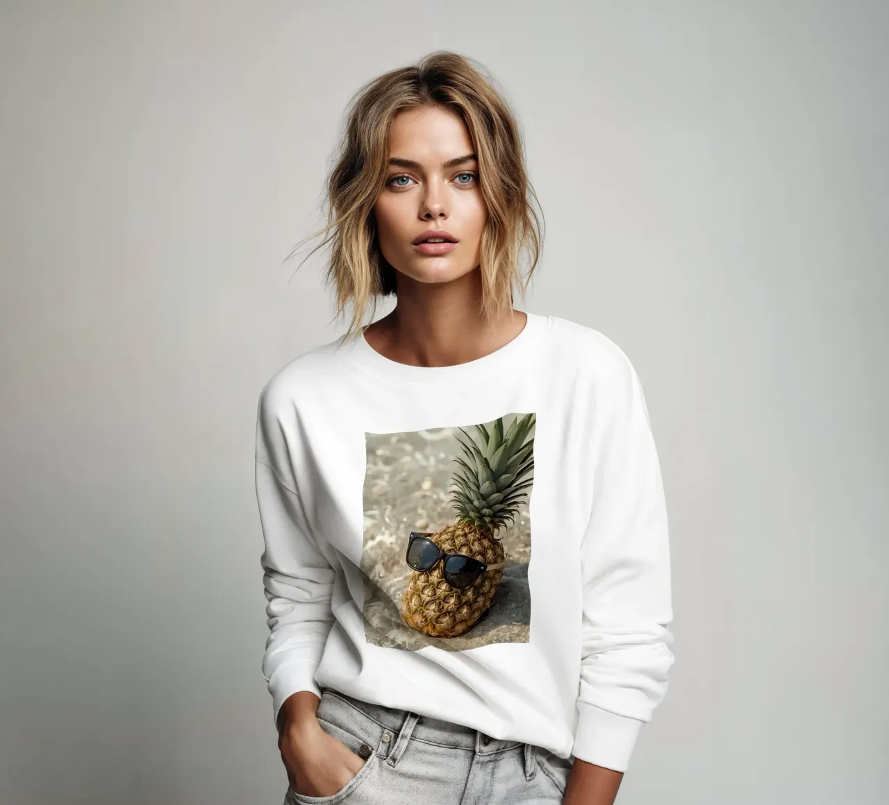 Ananas cool con occhiali da sole in acqua bassa felpa da DesignDoodle