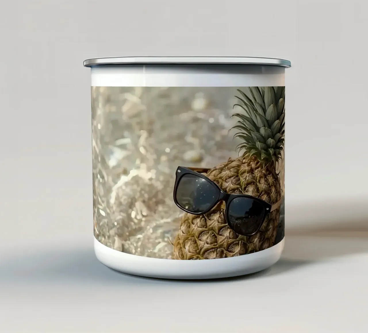 Ananas cool con occhiali da sole in acqua bassa tazza in smalto da DesignDoodle