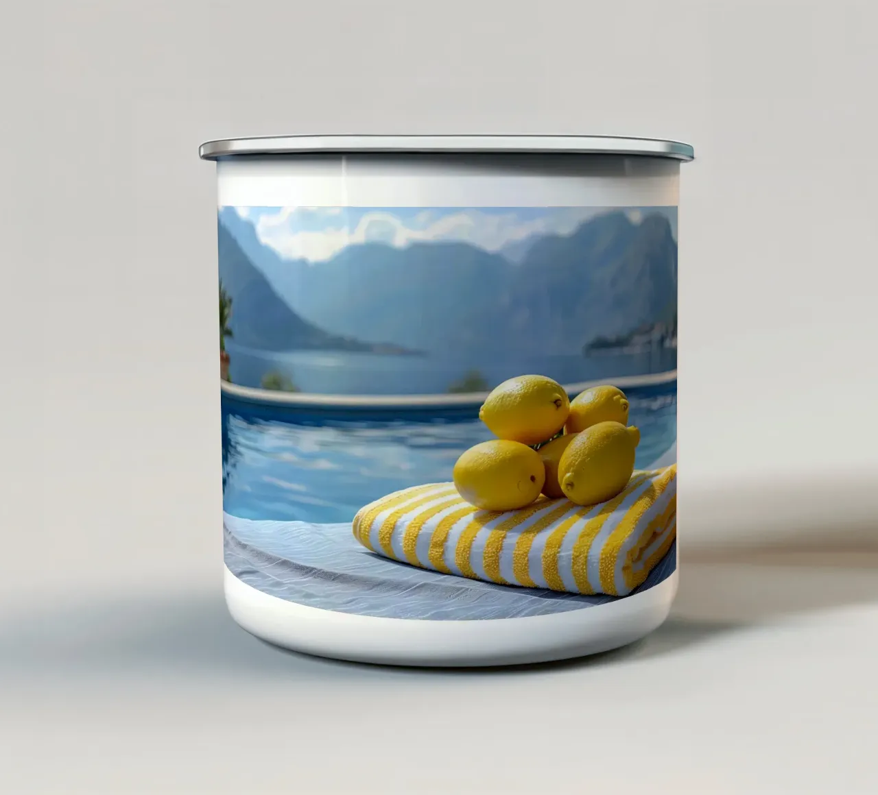 Spa in montagna tazza in smalto da M-Ulrich-Digital Art