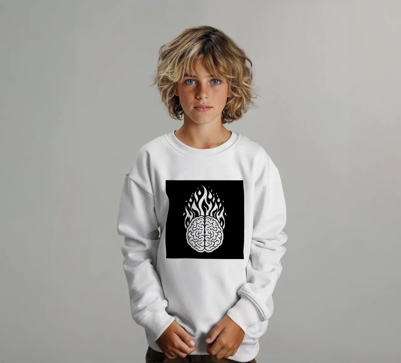 Mente accesa: Un cervello che brucia con le fiamme felpa bambino da Artistic-shop