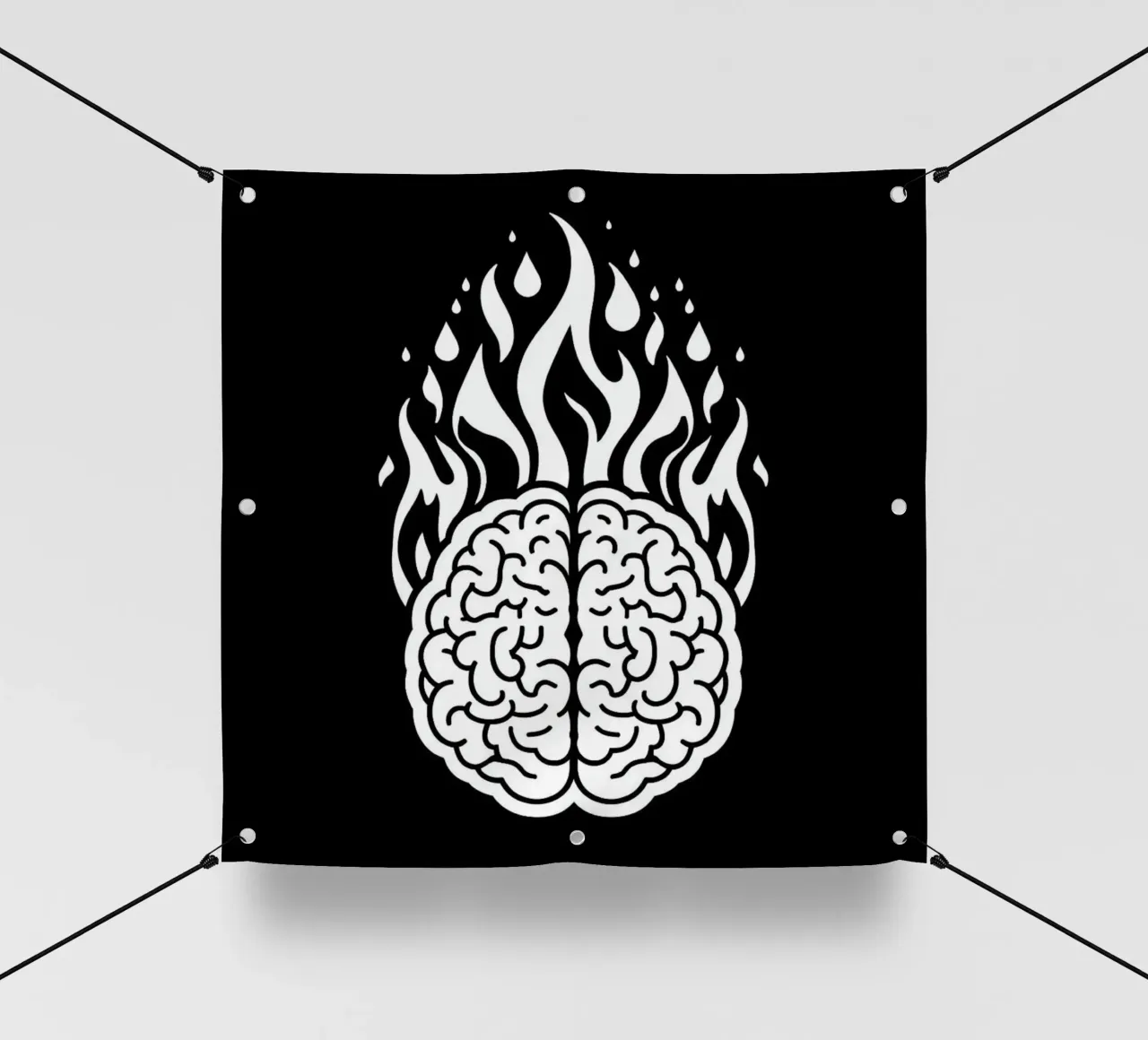 Mente accesa: Un cervello che brucia con le fiamme telo in pvc da Artistic-shop