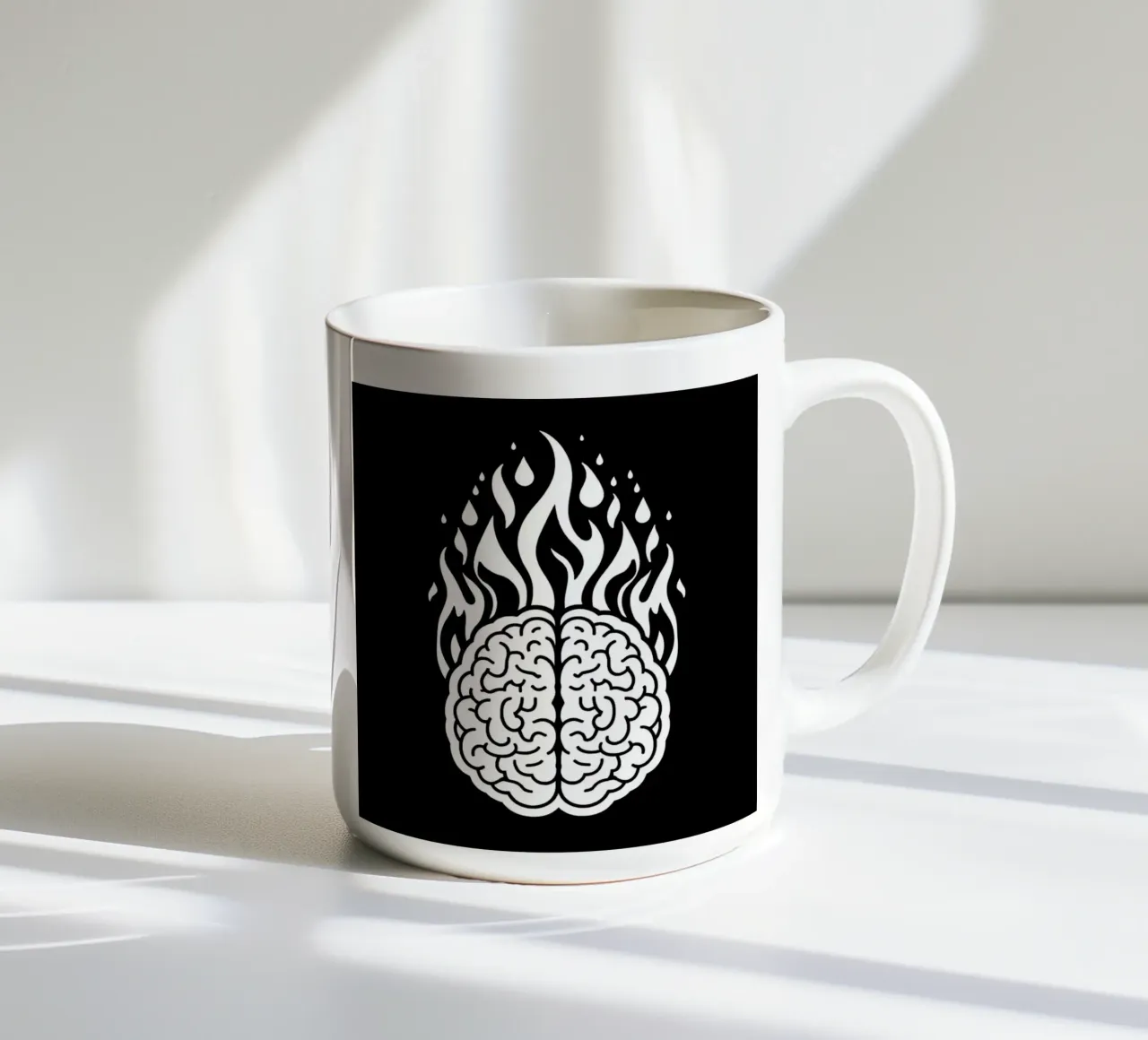 Mente accesa: Un cervello che brucia con le fiamme tazza in ceramica da Artistic-shop