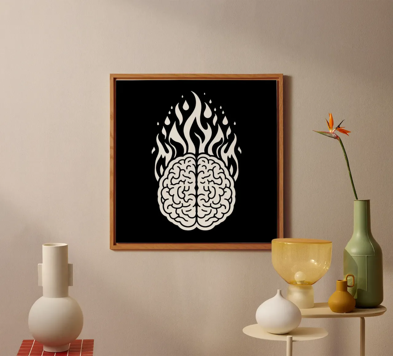Mente accesa: Un cervello che brucia con le fiamme alluminio dibond da Artistic-shop