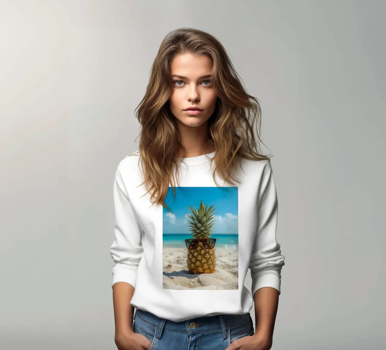 Ananas cool con occhiali da sole sulla spiaggia sabbiosa felpa da DesignDoodle