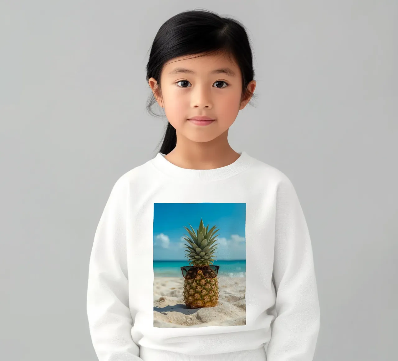 Ananas cool con occhiali da sole sulla spiaggia sabbiosa felpa bambino da DesignDoodle