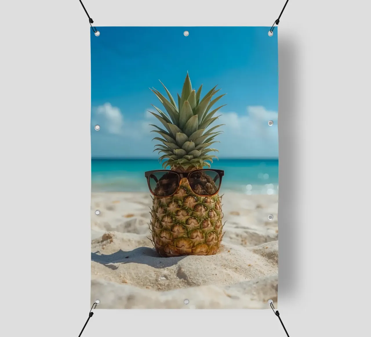 Ananas cool con occhiali da sole sulla spiaggia sabbiosa telo in pvc da DesignDoodle