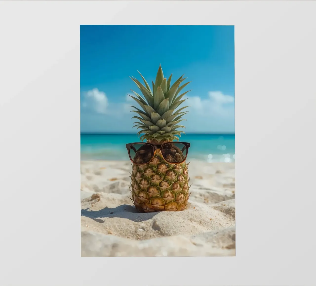 Ananas cool con occhiali da sole sulla spiaggia sabbiosa telo in pvc da DesignDoodle