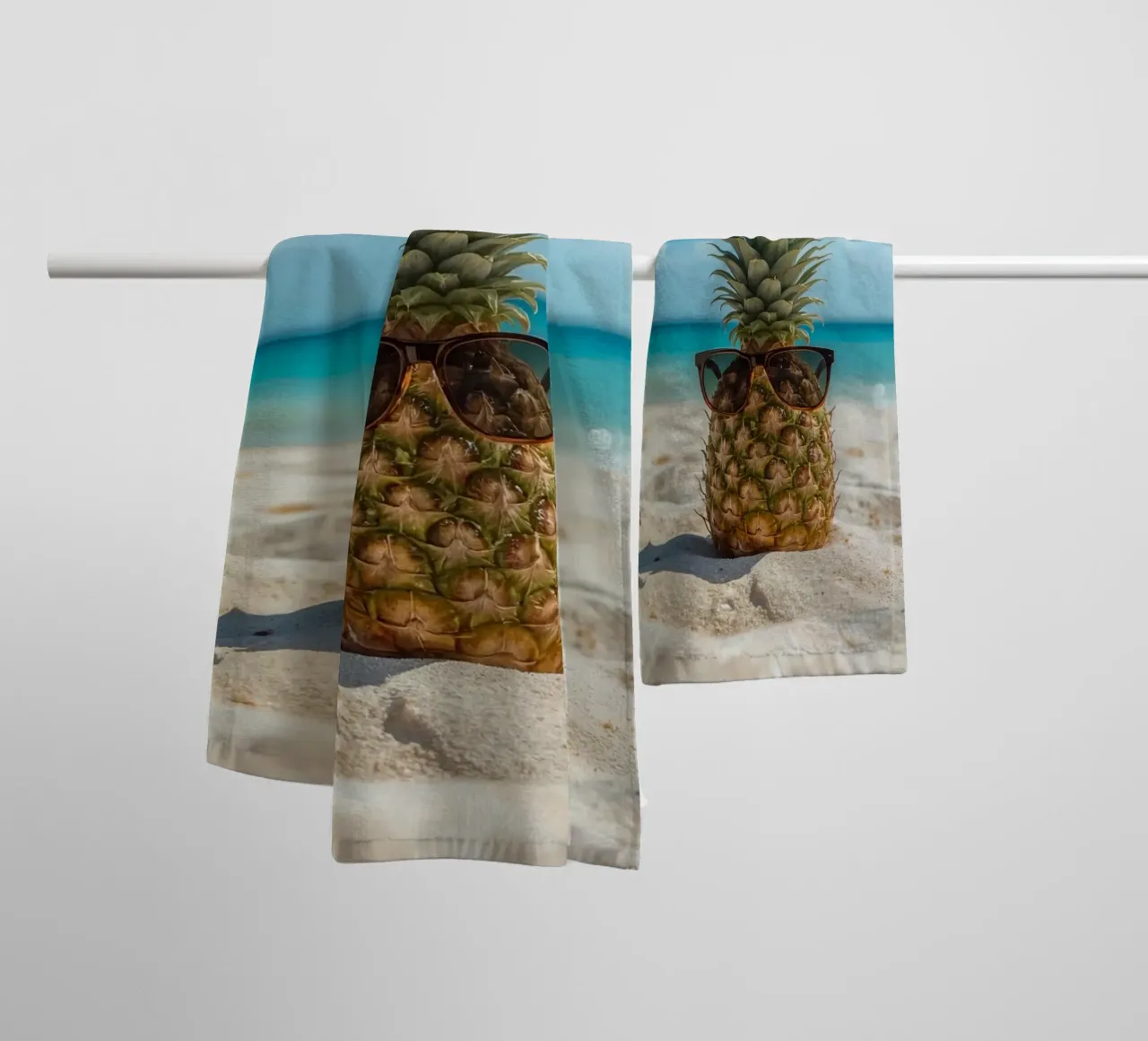 Ananas cool con occhiali da sole sulla spiaggia sabbiosa asciugamano da bagno da DesignDoodle
