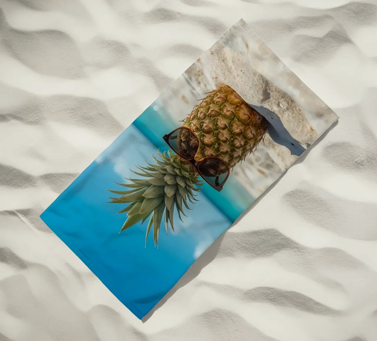 Ananas cool con occhiali da sole sulla spiaggia sabbiosa telo mare da DesignDoodle