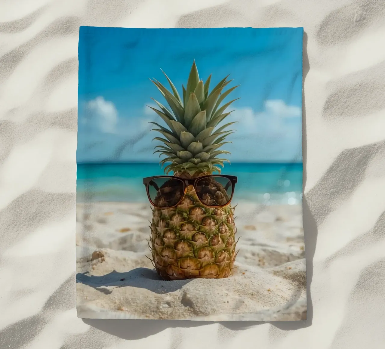 Ananas cool con occhiali da sole sulla spiaggia sabbiosa telo mare da DesignDoodle