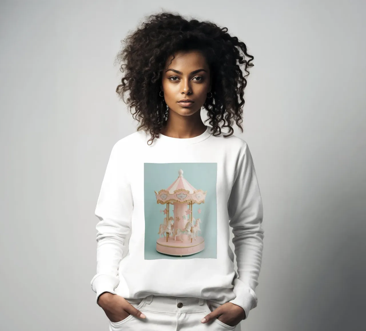 Giostra rosa e bianca con cavalli felpa da DesignDoodle