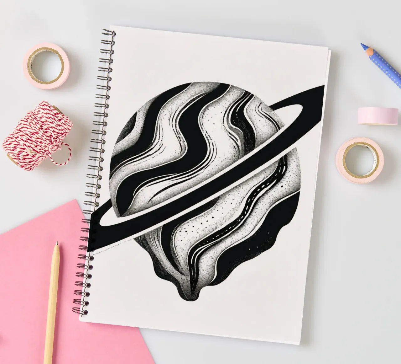 Kosmische Kernschmelze: Ein dystopischer Saturn in der weinenden Umlaufbahn Ringbuch von Artistic-shop