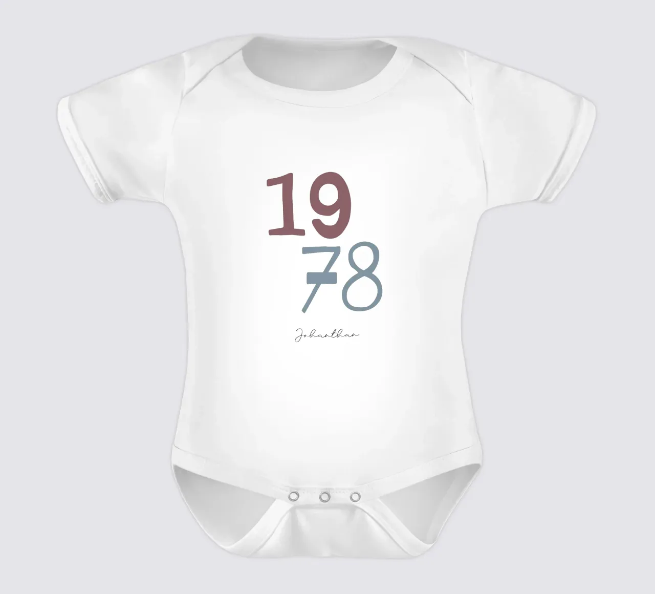 Custom Birth Year and Name Print short-sleeve baby romper by Imaginative
