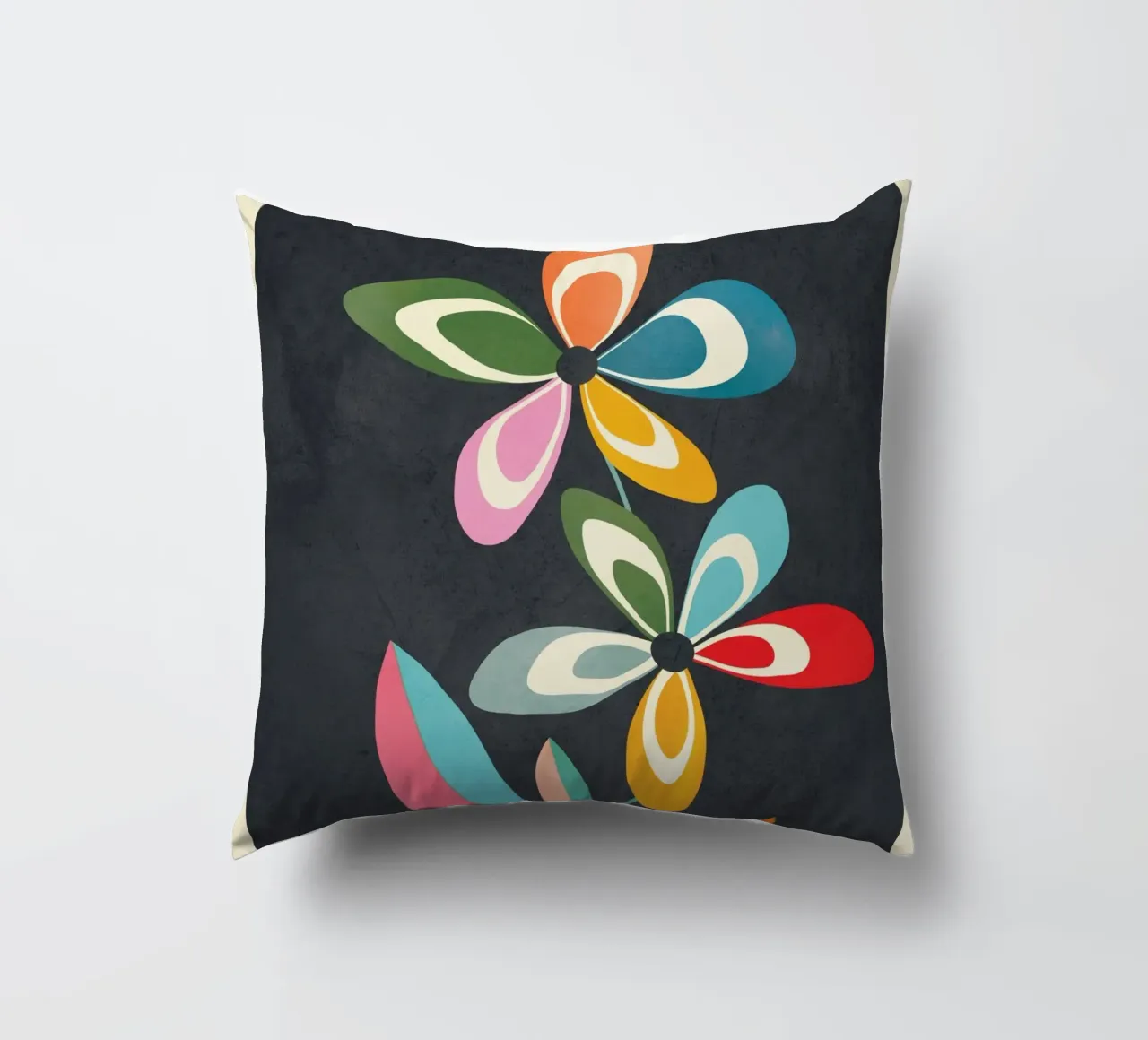 Mid-Century Abstract Flowers 01 cuscino da cityart