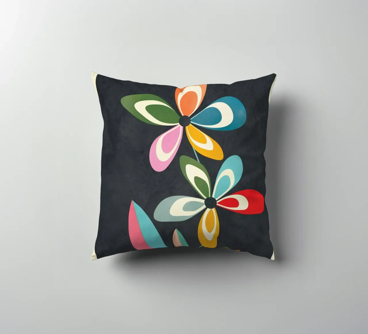 Mid-Century Abstract Flowers 01 cuscino da cityart
