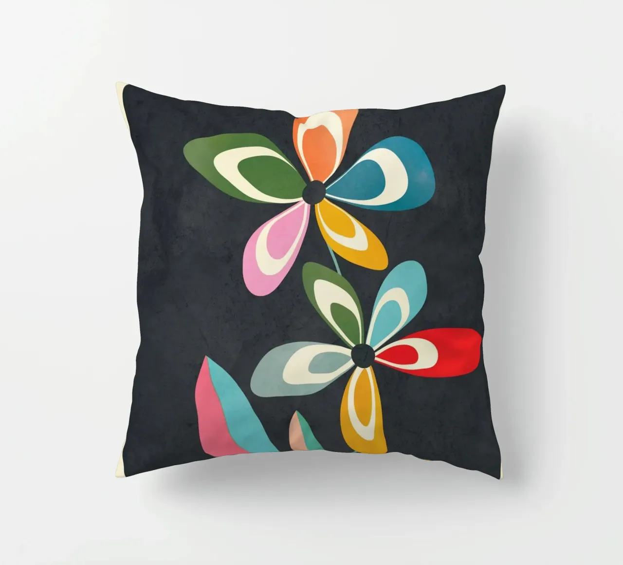 Mid-Century Abstract Flowers 01 cuscino da cityart
