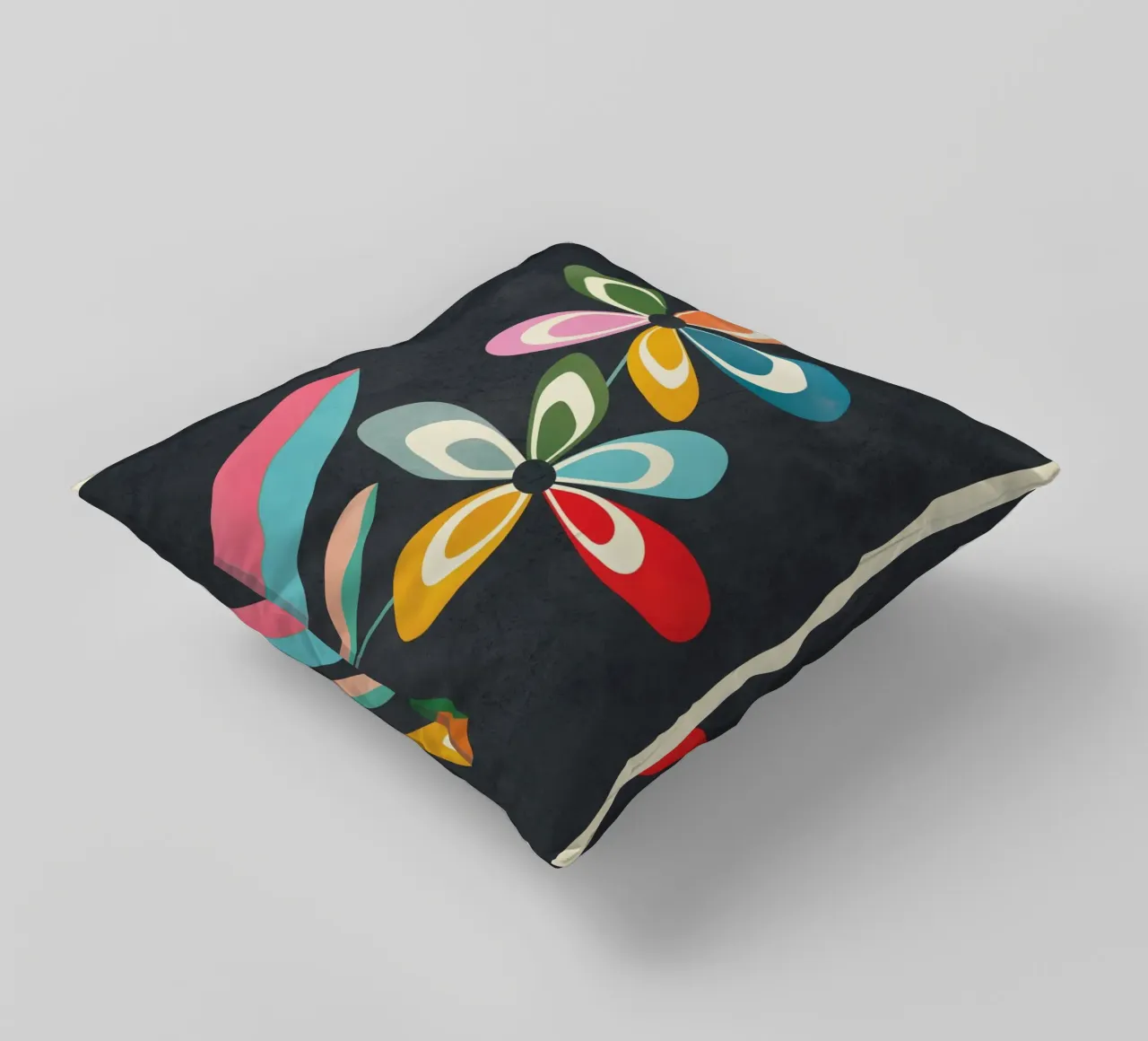Mid-Century Abstract Flowers 01 cuscino da cityart