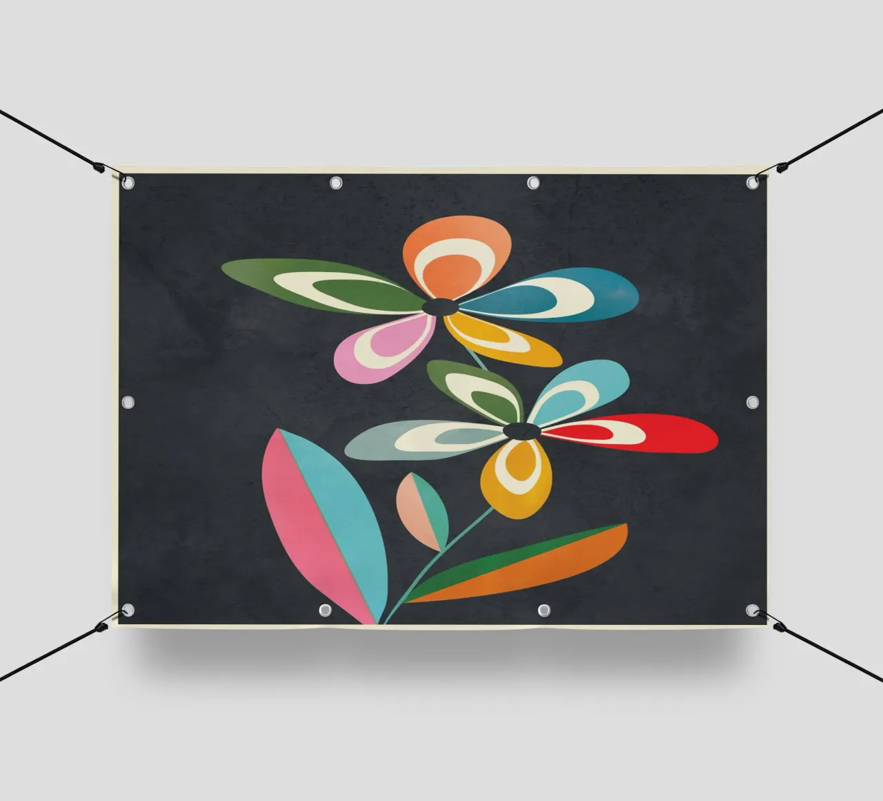 Mid-Century Abstract Flowers 01 telo in pvc da cityart