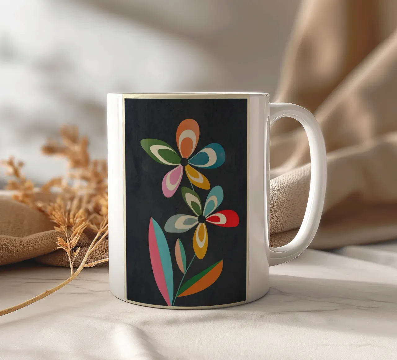 Mid-Century Abstract Flowers 01 tazza in ceramica da cityart