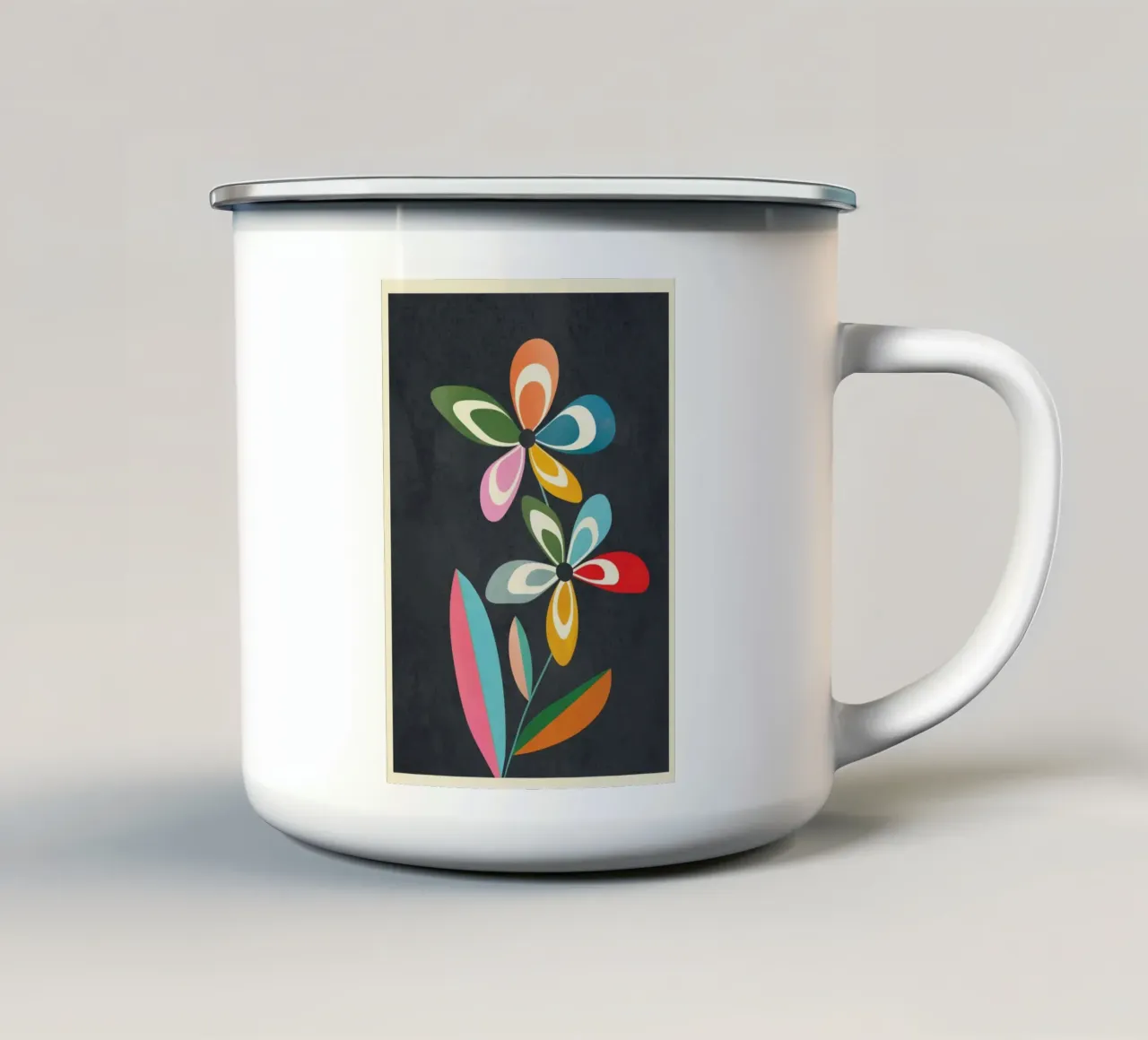 Mid-Century Abstract Flowers 01 tazza in smalto da cityart