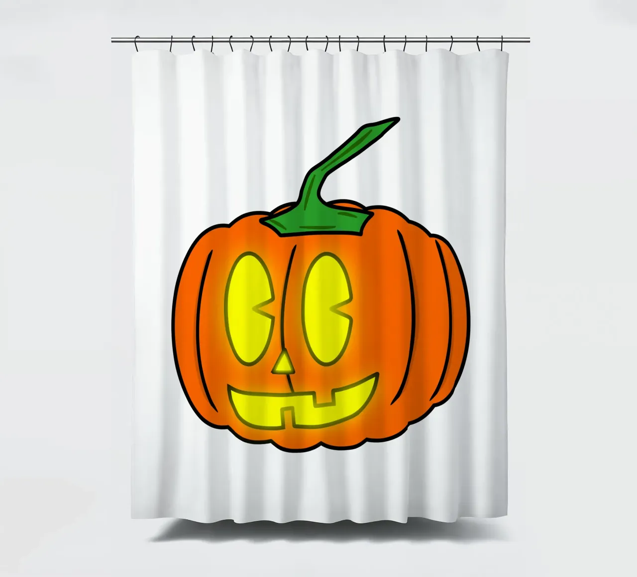 Pumpkin Head Funny Halloween Retro Cartoon shower curtain by sillyindustries