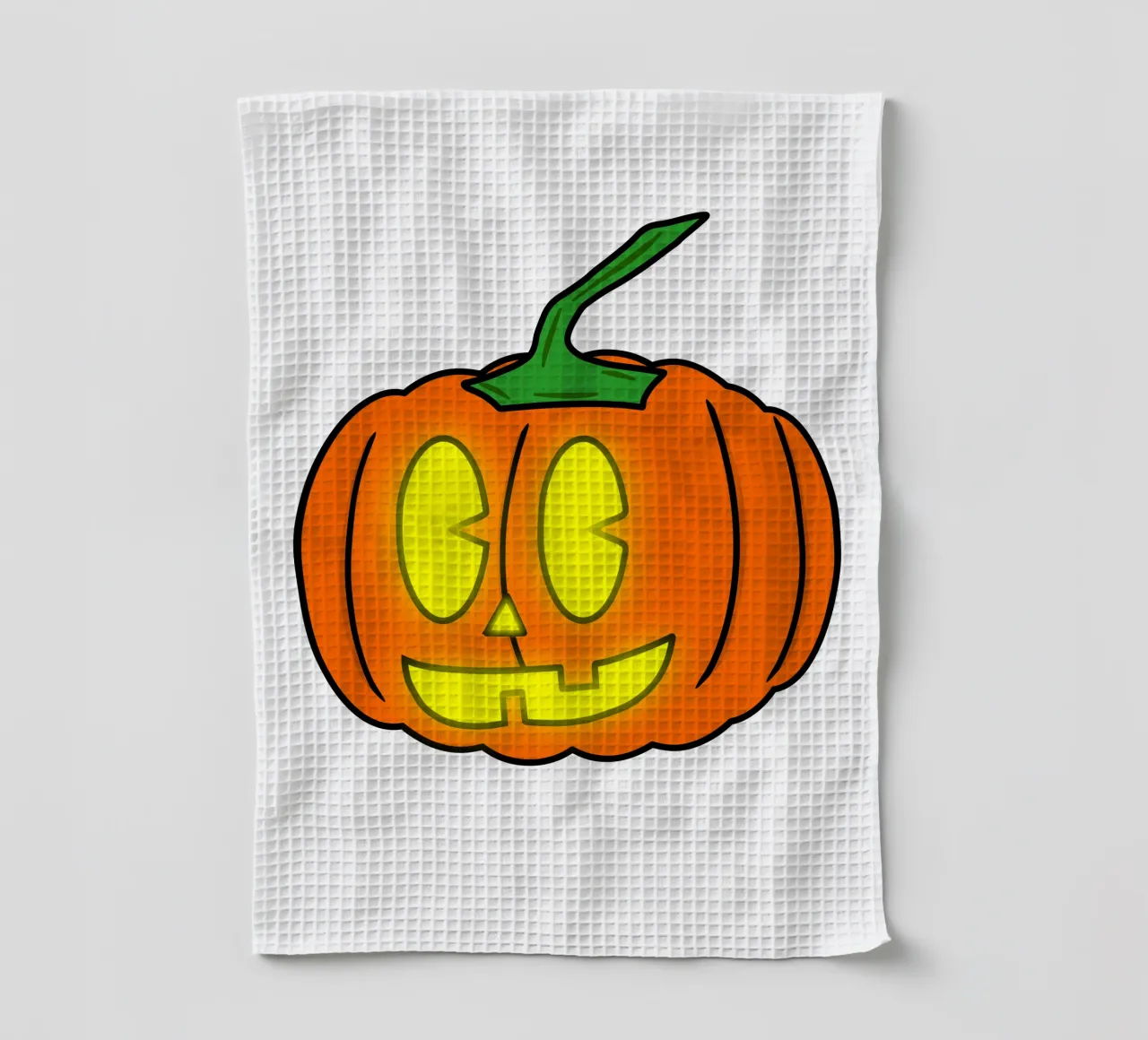 Pumpkin Head Funny Halloween Retro Cartoon tea towel by sillyindustries