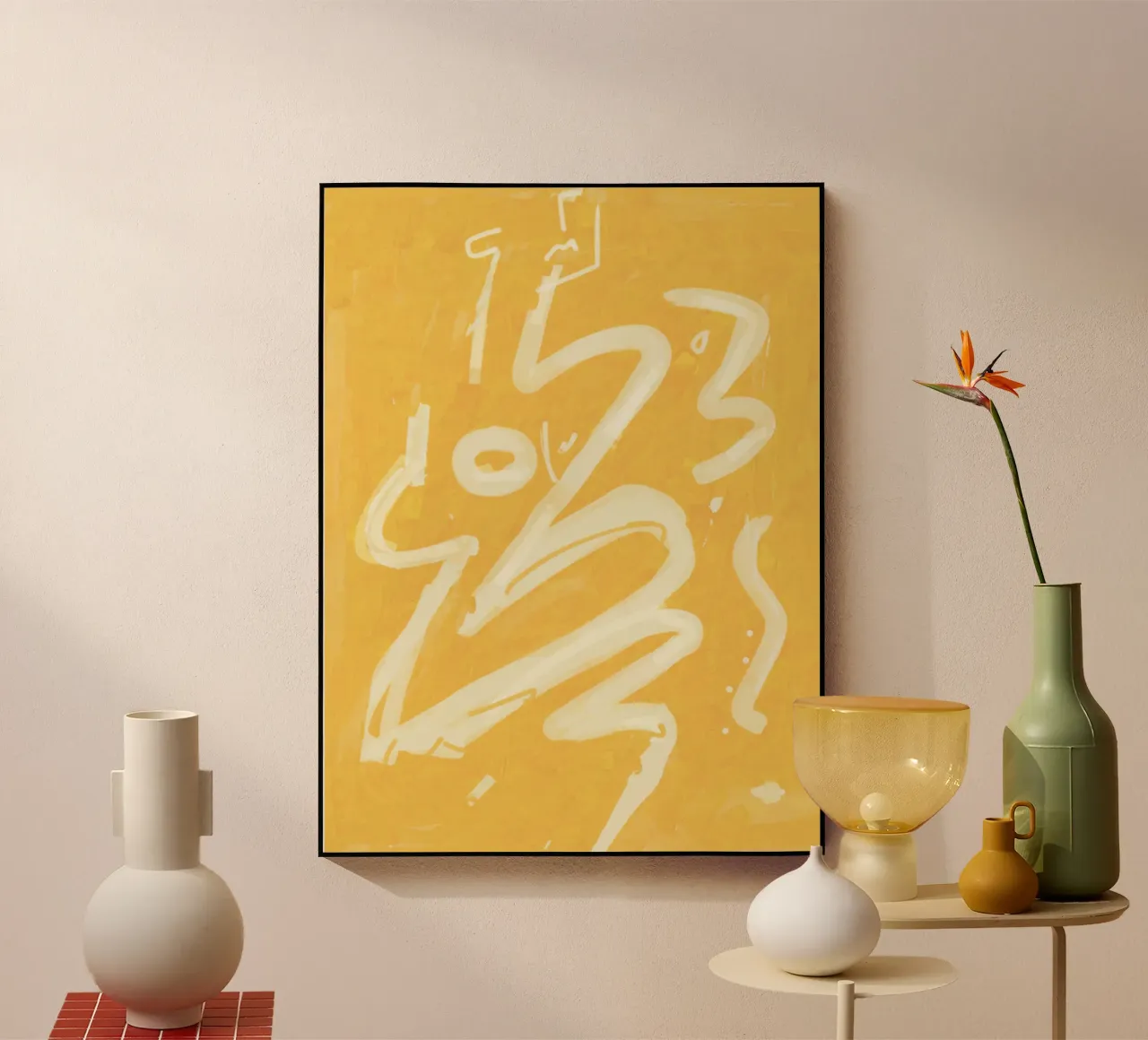 Abstrait jaune peint 02 plexiglas de Little Dean