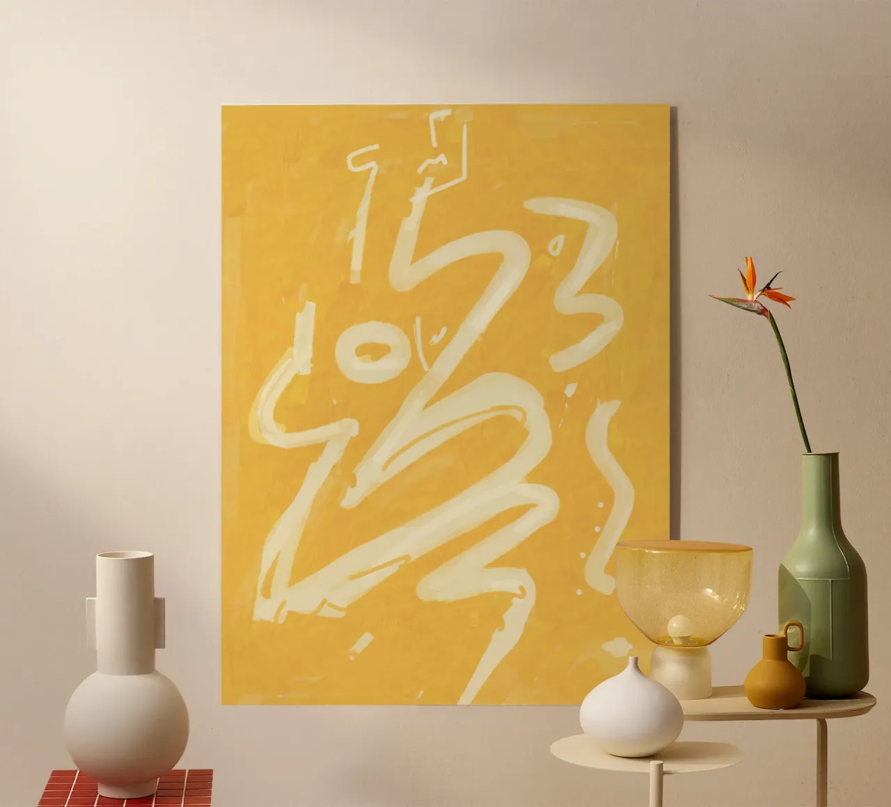Abstrait jaune peint 02 plexiglas de Little Dean