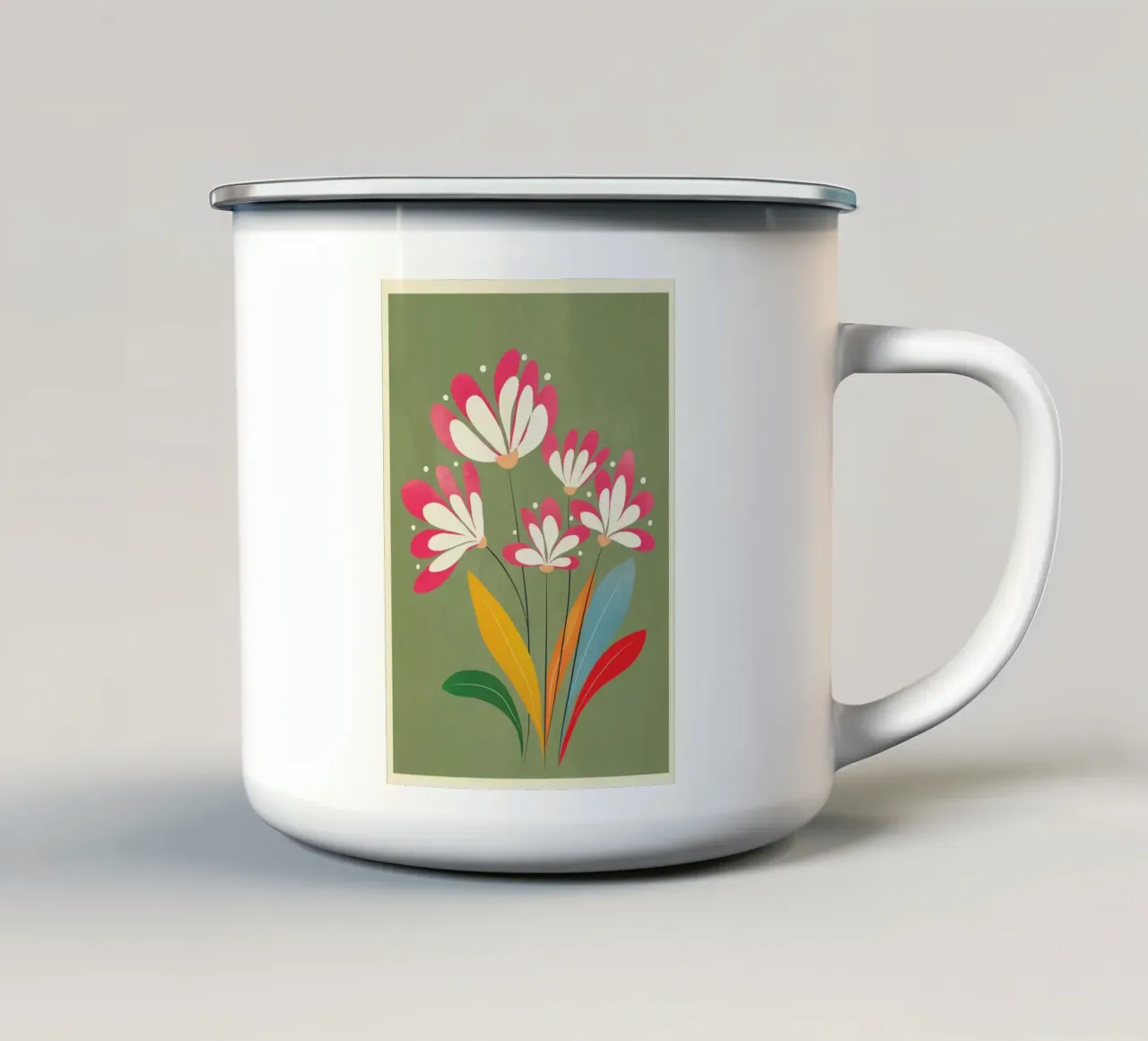 Mid-Century Abstract Flowers 04 tazza in smalto da cityart