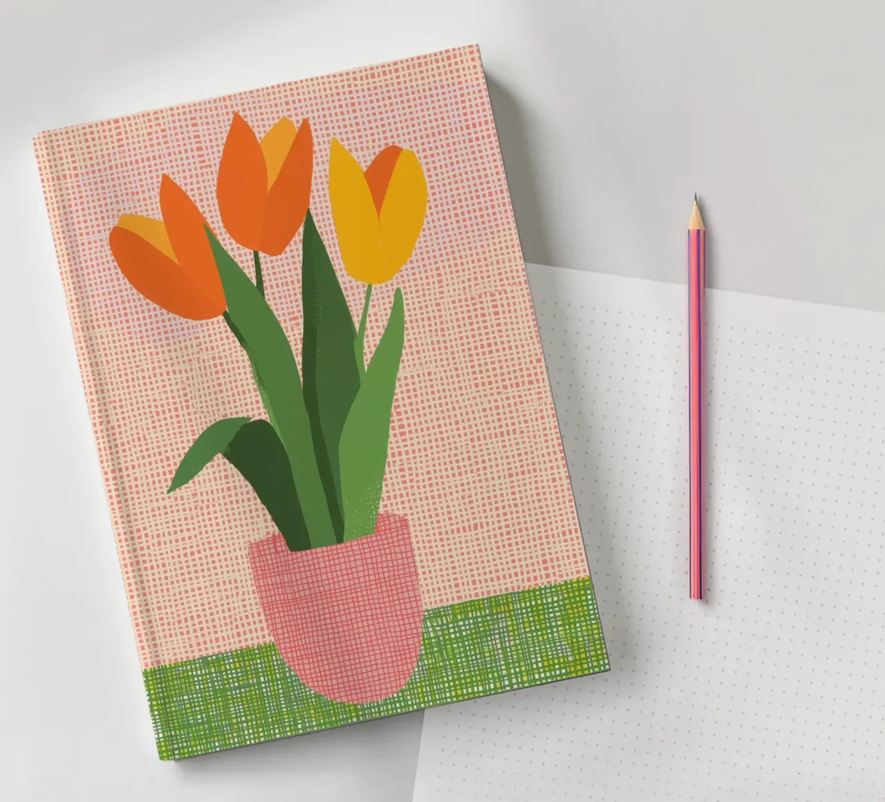 Nostalgic tulip art | Year-round spring greetings notebook by Autofocus