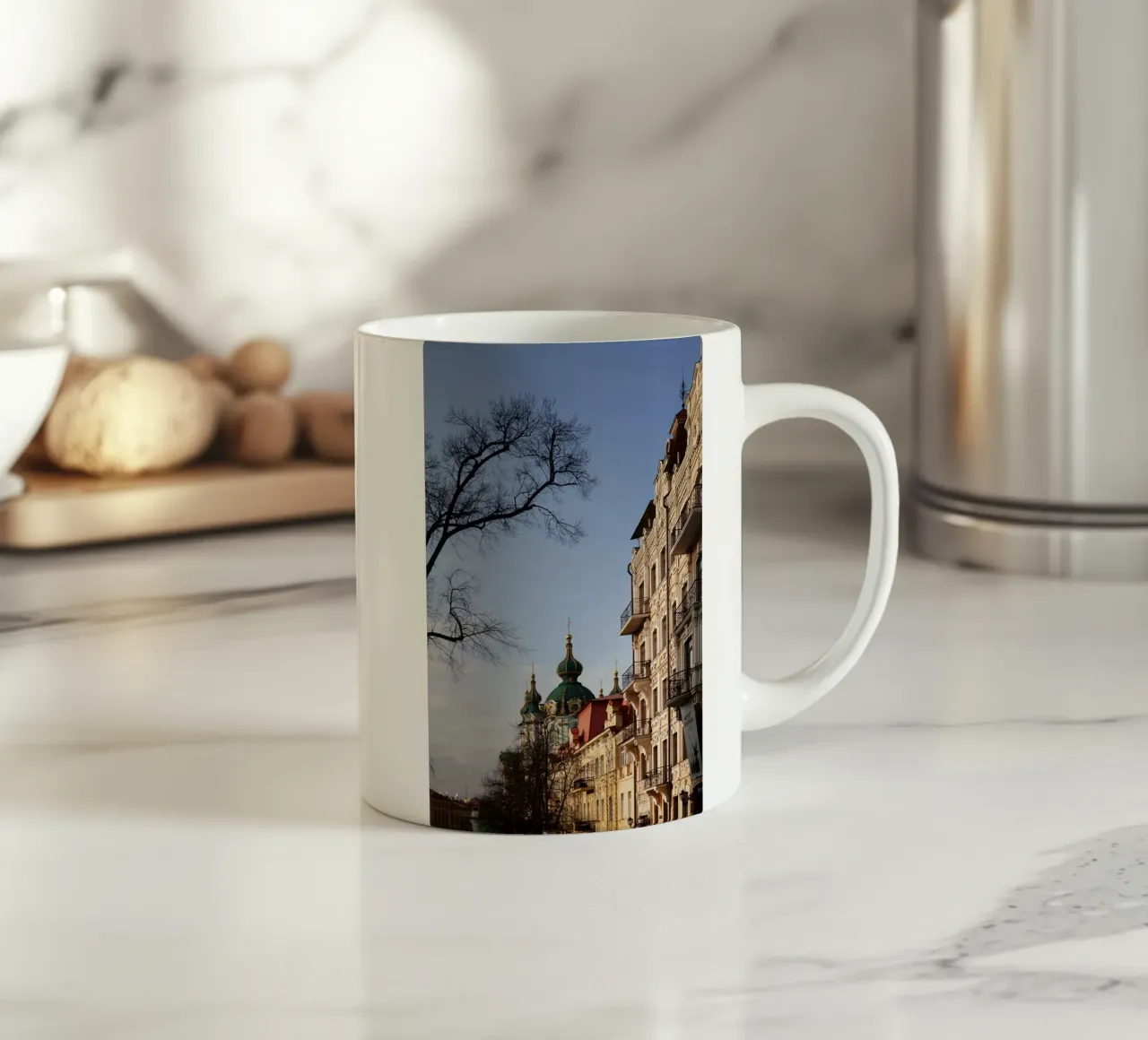 Scena di strada, Kiev Ucraina tazza in ceramica da Simon Koy