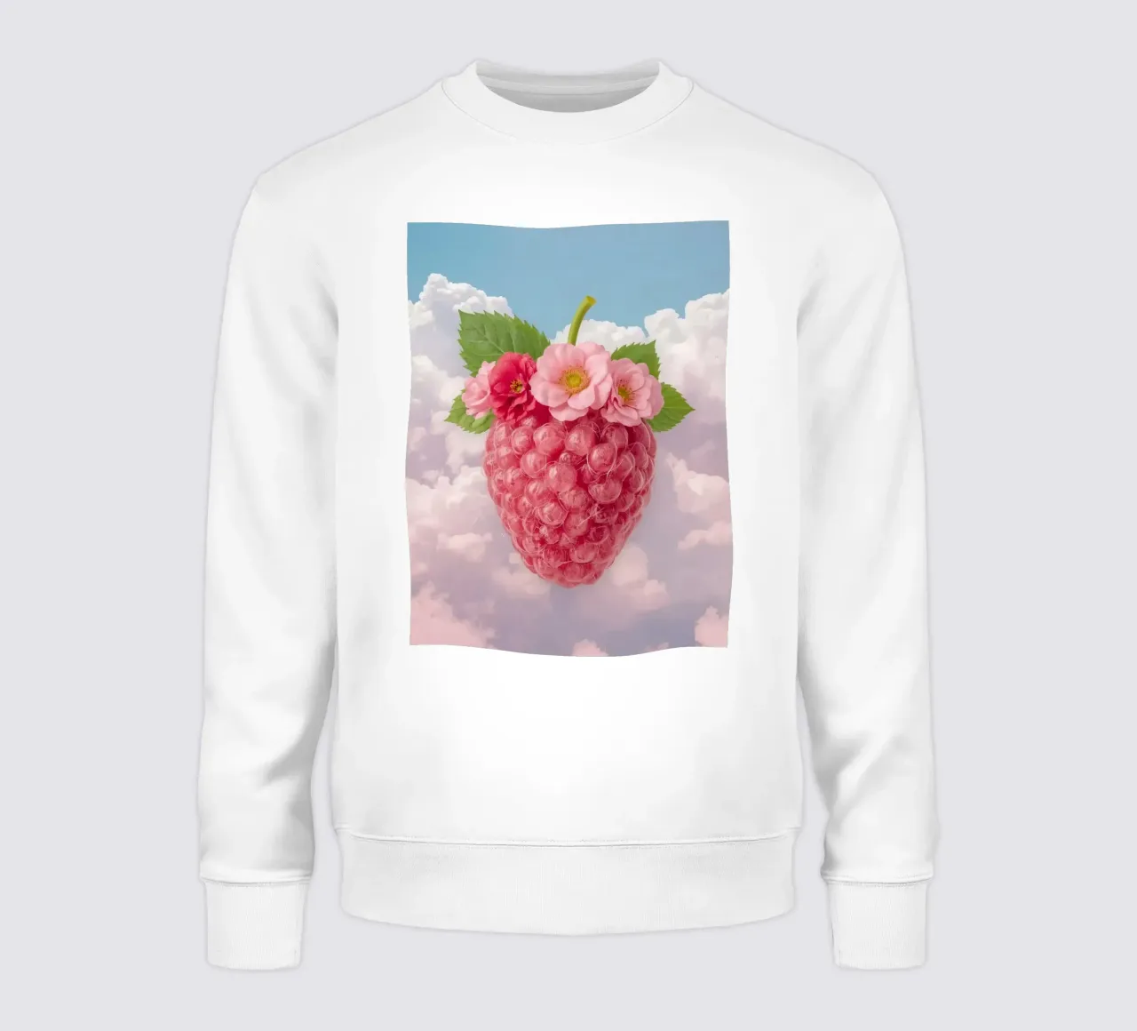 Lampone rosa con fiori e foglie nel cielo felpa da DesignDoodle
