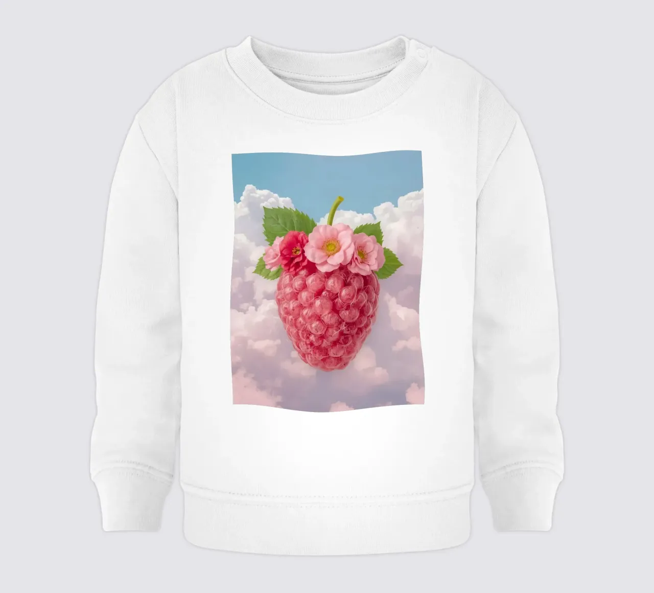 Lampone rosa con fiori e foglie nel cielo felpa neonato da DesignDoodle