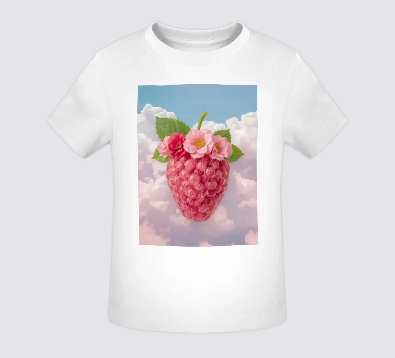 Lampone rosa con fiori e foglie nel cielo maglietta neonato da DesignDoodle