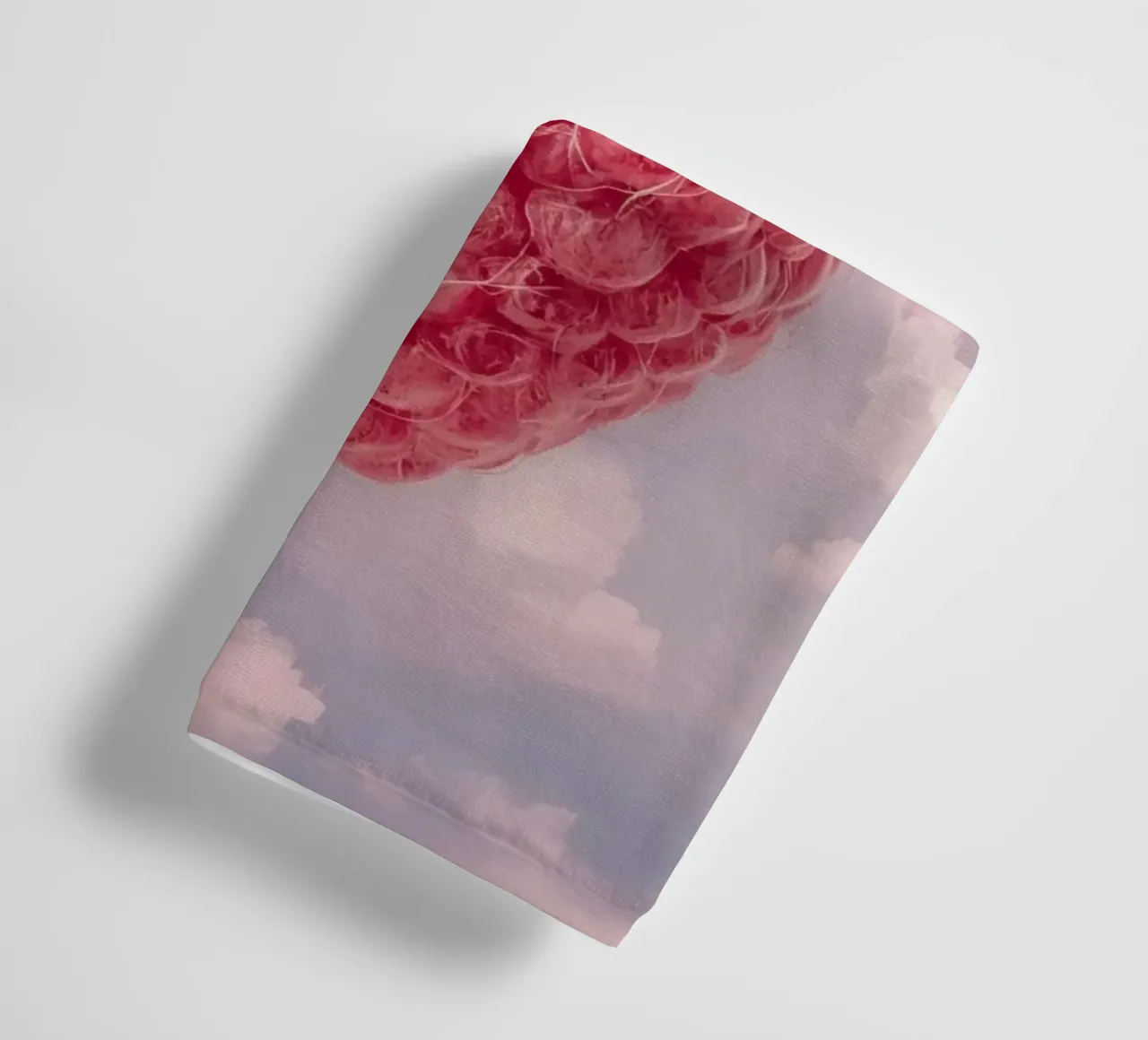 Pink Raspberry with Flowers and Leaves in Sky towel by DesignDoodle
