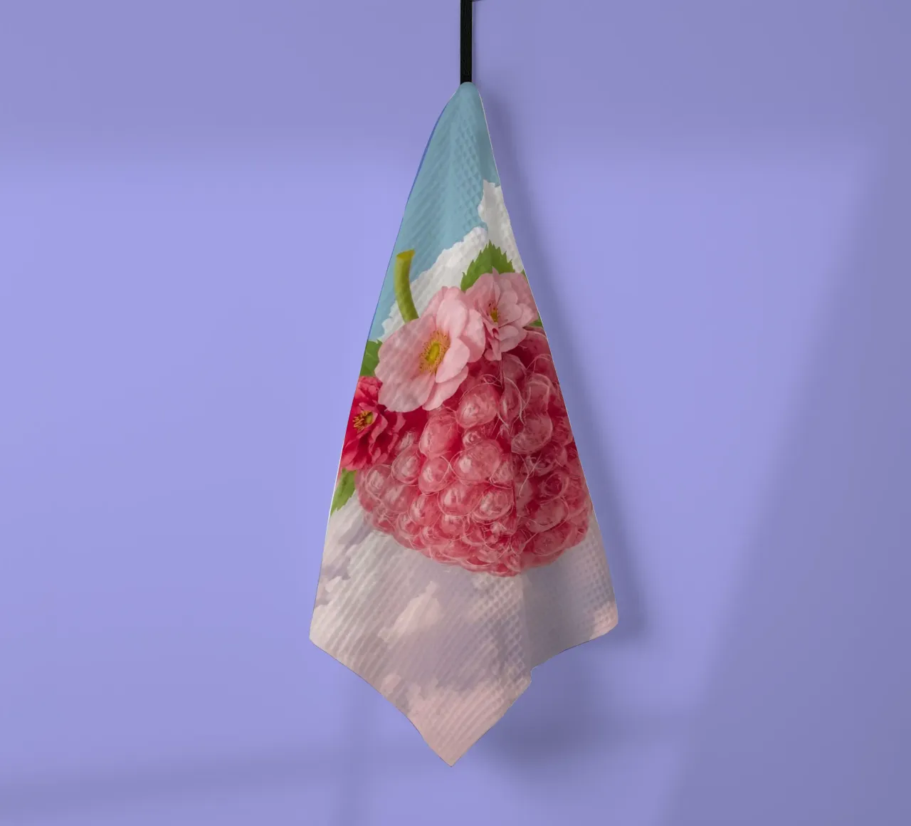 Lampone rosa con fiori e foglie nel cielo canovaccio da cucina da DesignDoodle