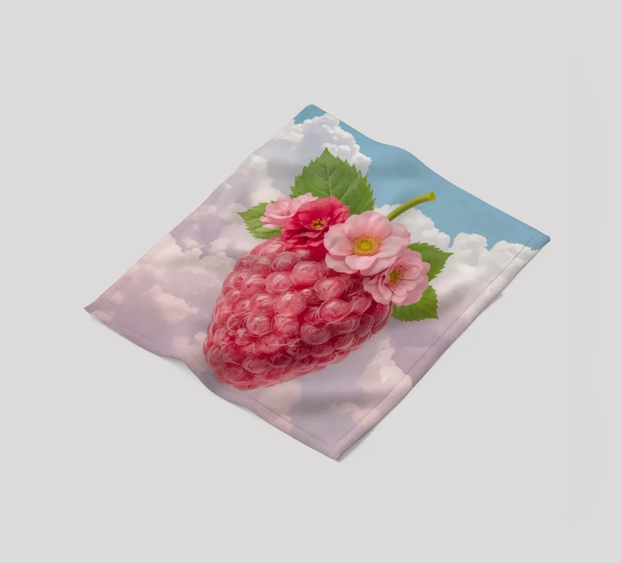 Lampone rosa con fiori e foglie nel cielo coperta in pile da DesignDoodle