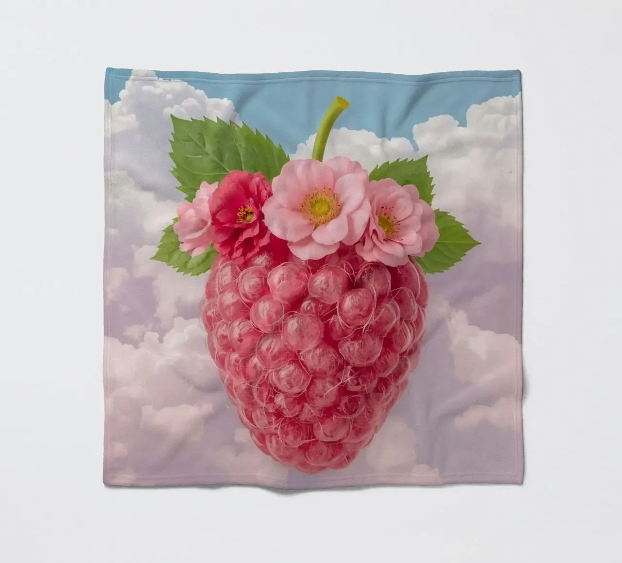 Lampone rosa con fiori e foglie nel cielo coperta in pile da DesignDoodle