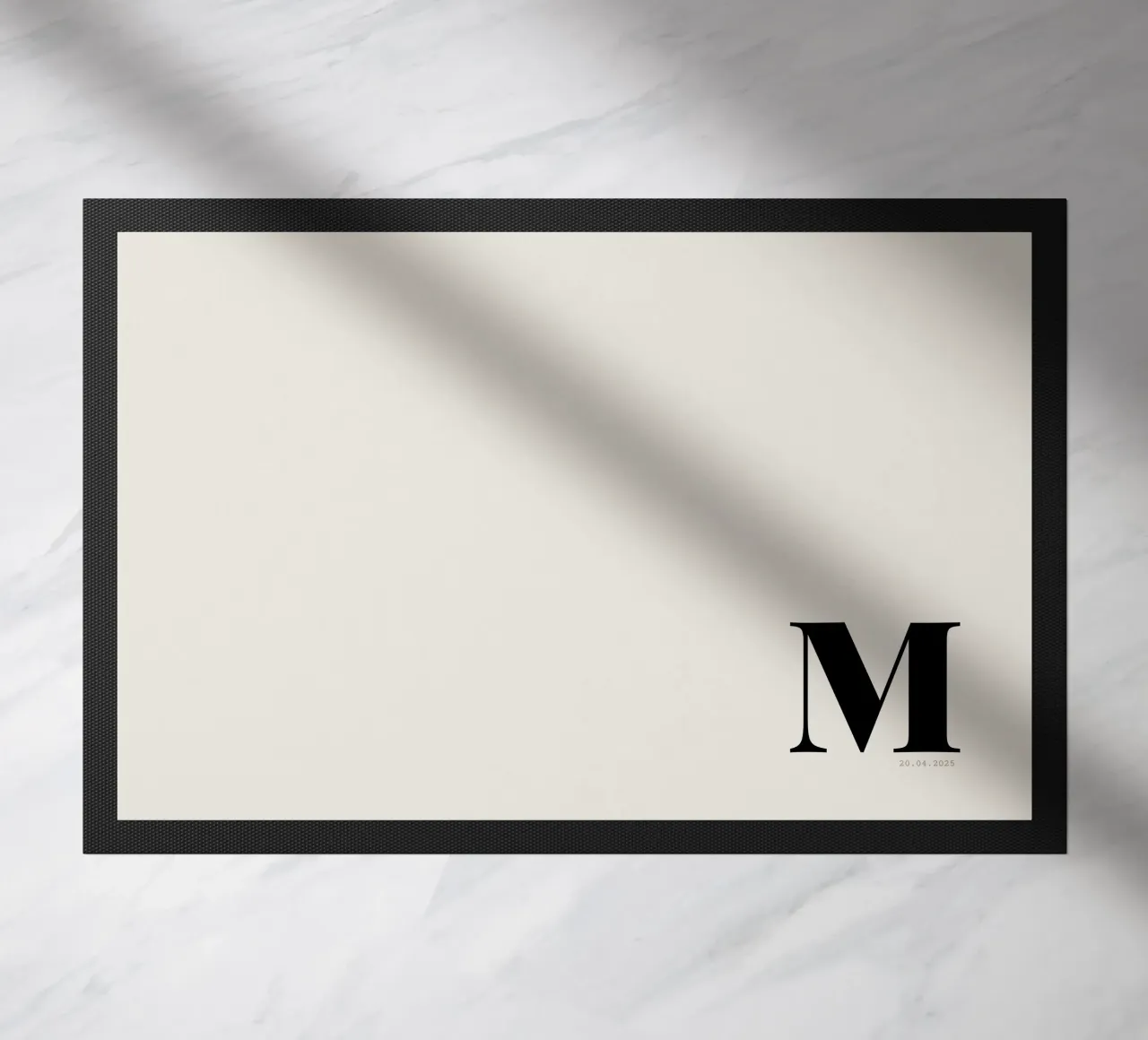 Custom Oversized Initial and Date Print doormat by Imaginative