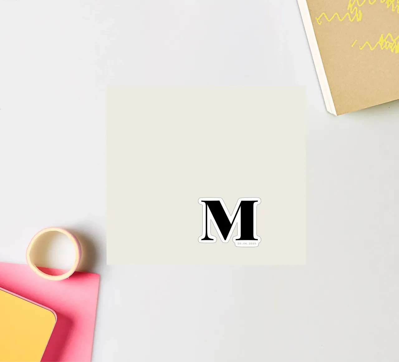 Custom Oversized Initial and Date Print sticker by Imaginative