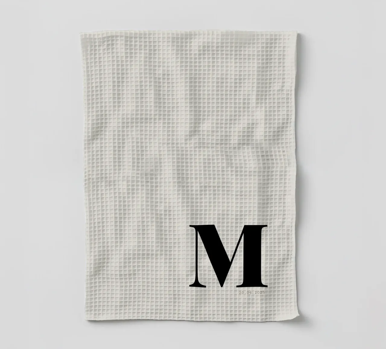Custom Oversized Initial and Date Print tea towel by Imaginative