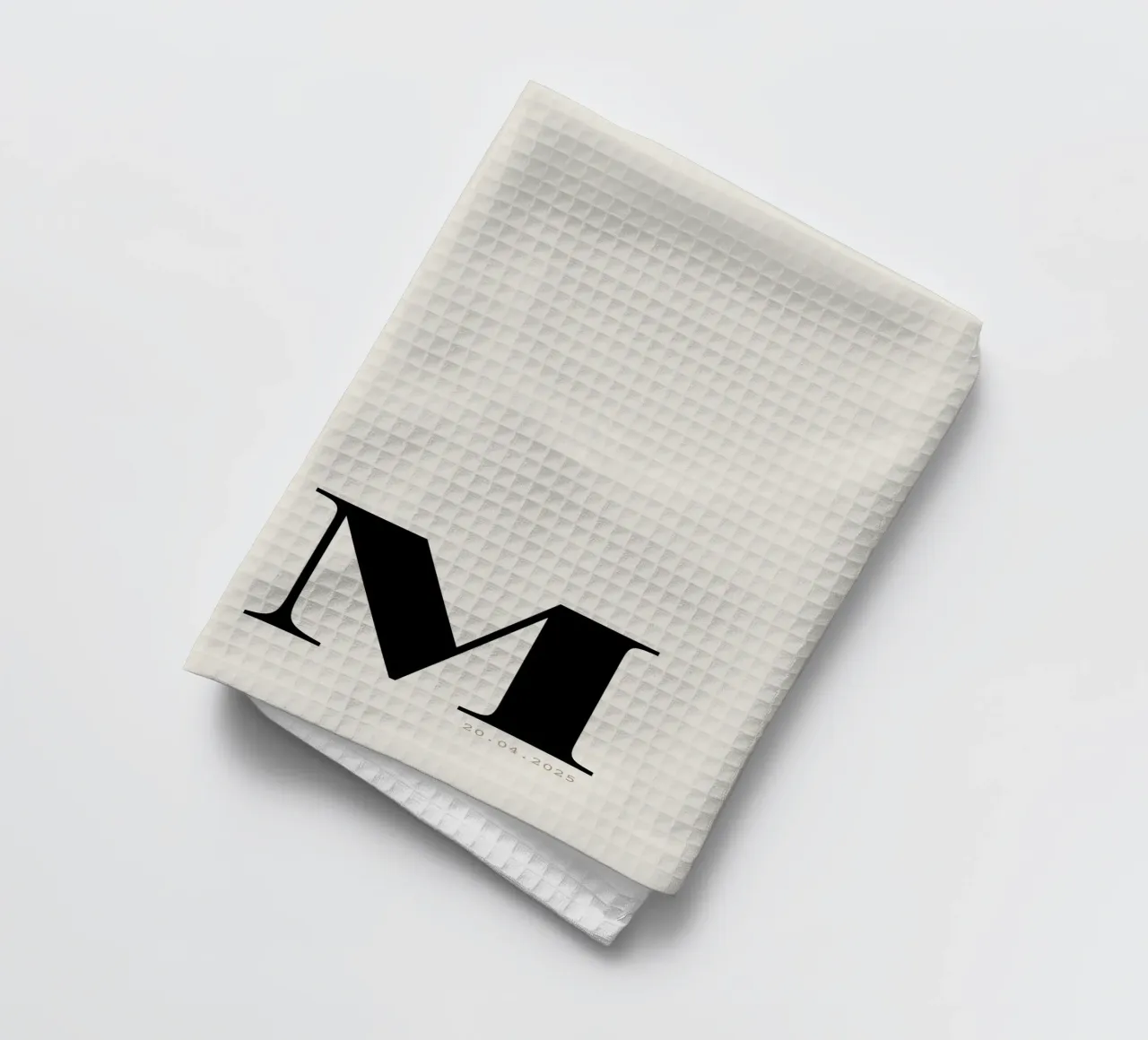 Custom Oversized Initial and Date Print tea towel by Imaginative