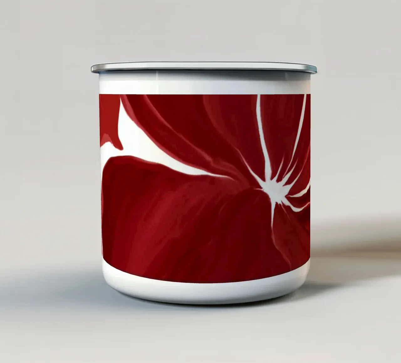 Grandi fiori rossi tazza in smalto da beamorello