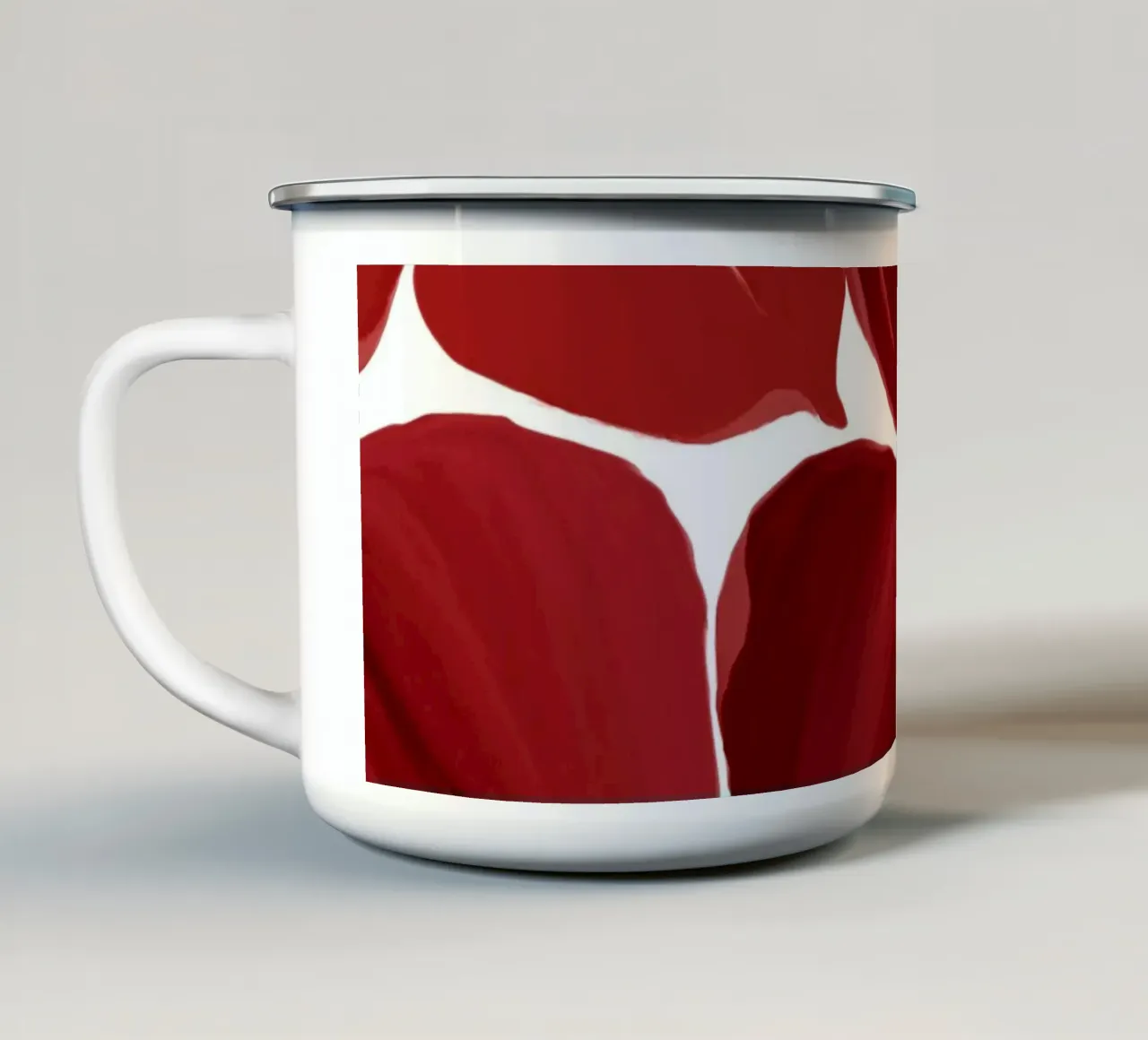 Grandi fiori rossi tazza in smalto da beamorello