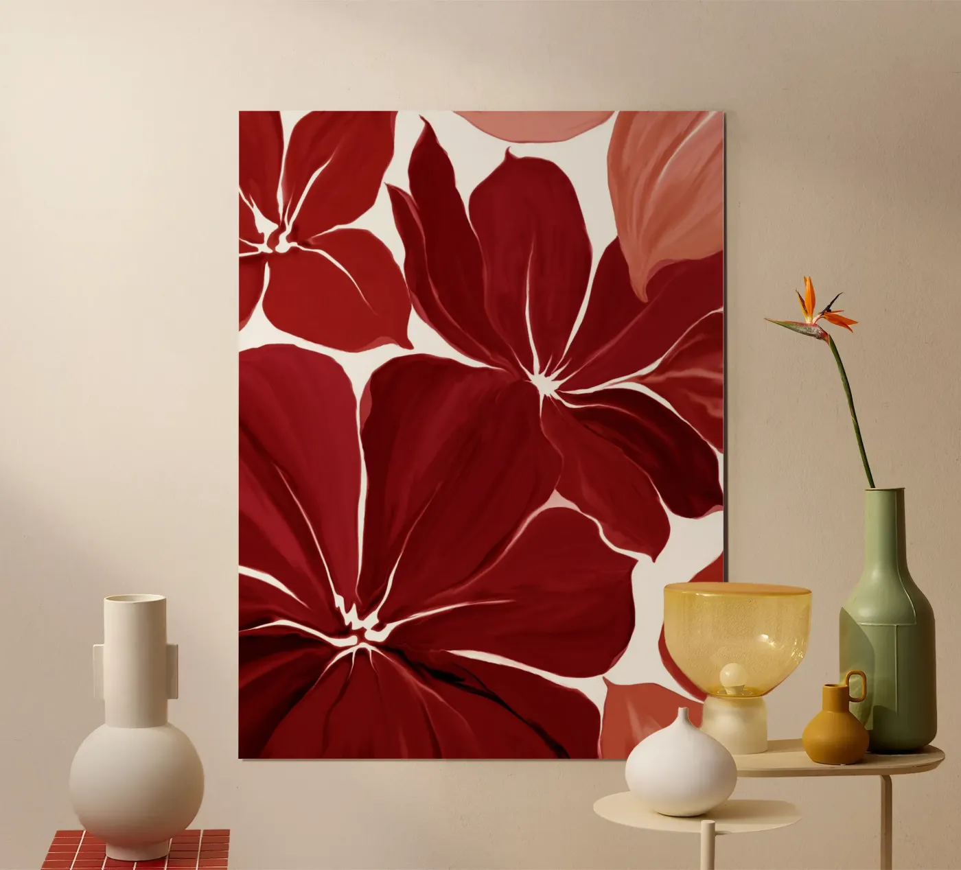 Large red flowers poster by beamorello