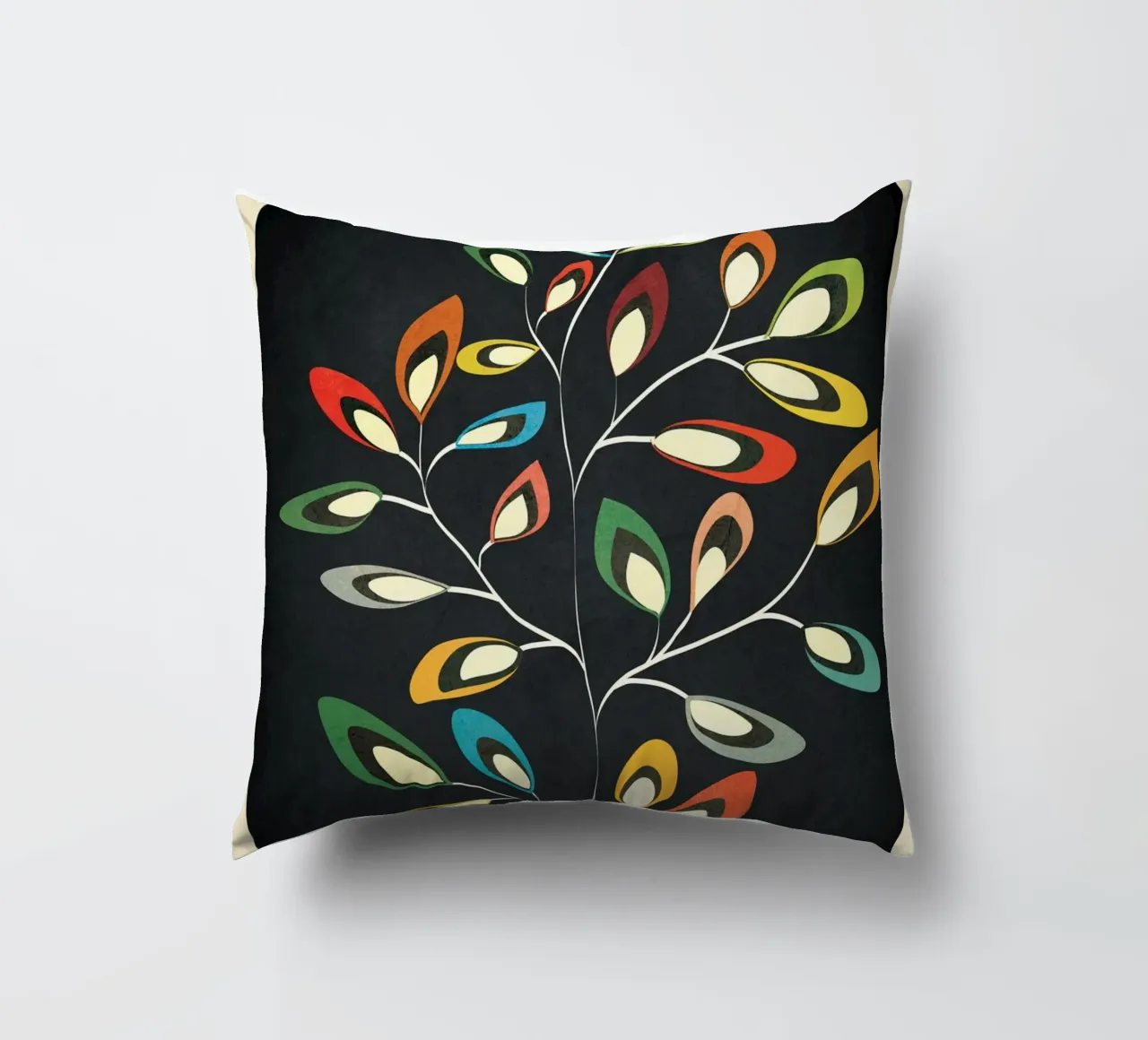 Mid-Century Abstract Flowers 05 cuscino da cityart