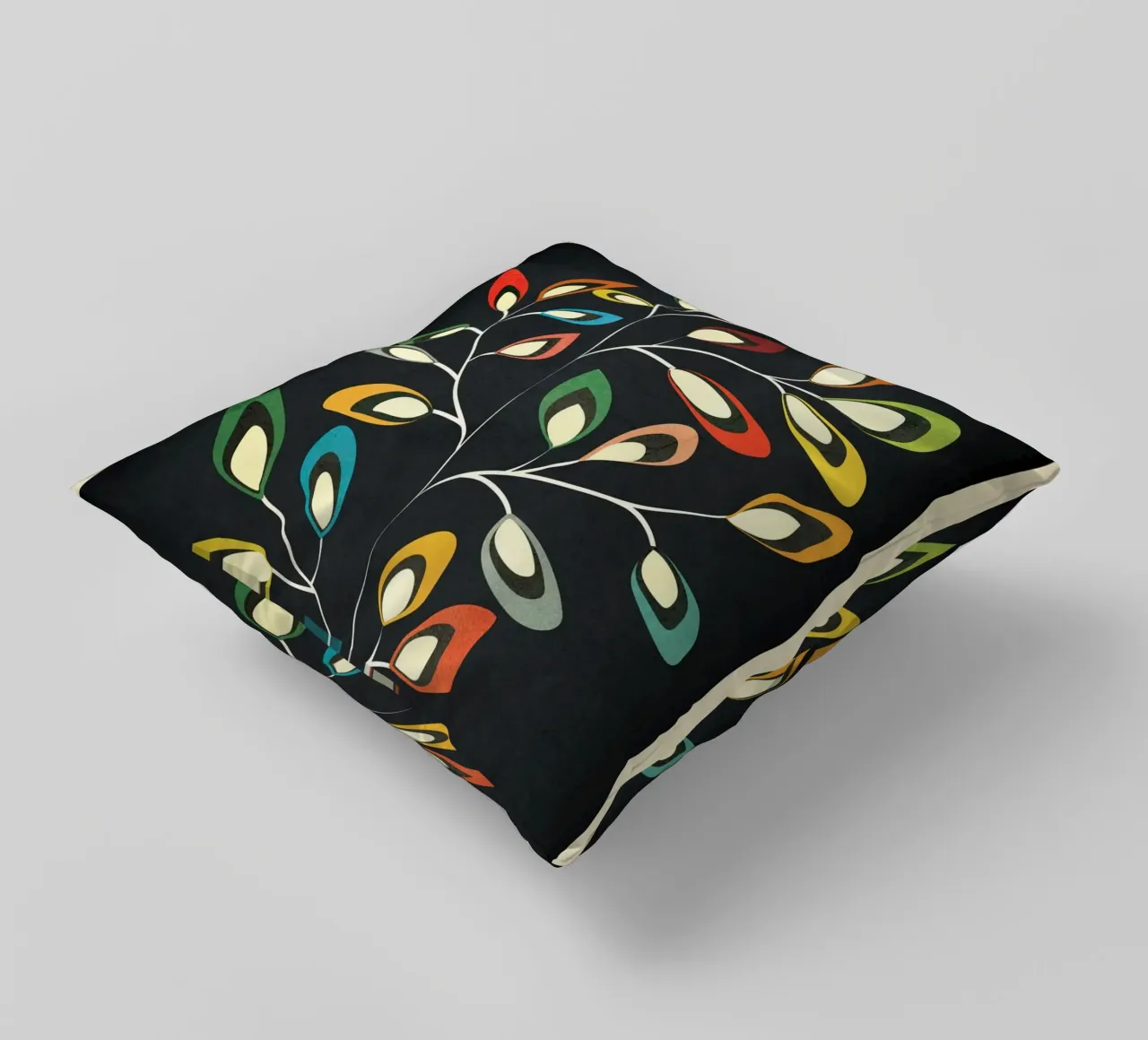 Mid-Century Abstract Flowers 05 cuscino da cityart