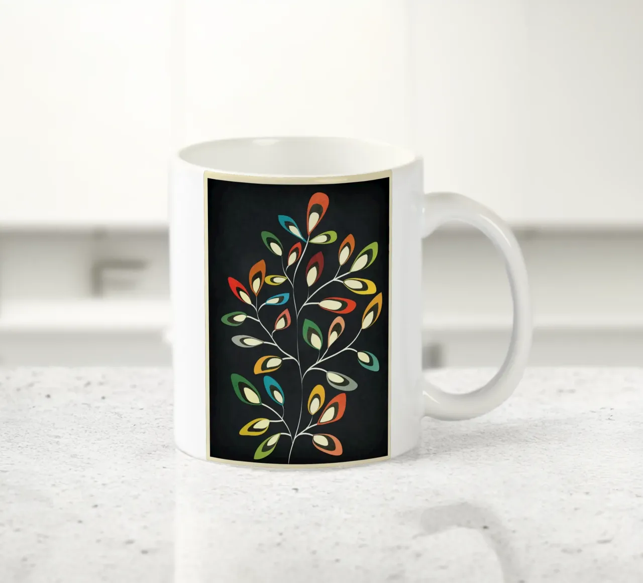 Mid-Century Abstract Flowers 05 tazza in ceramica da cityart